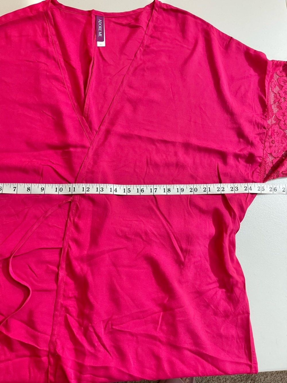 Adore Me Robe Kimono Plus Women Size XL Persian Red Berry Knee Length Lace Sexy - Picture 7 of 9